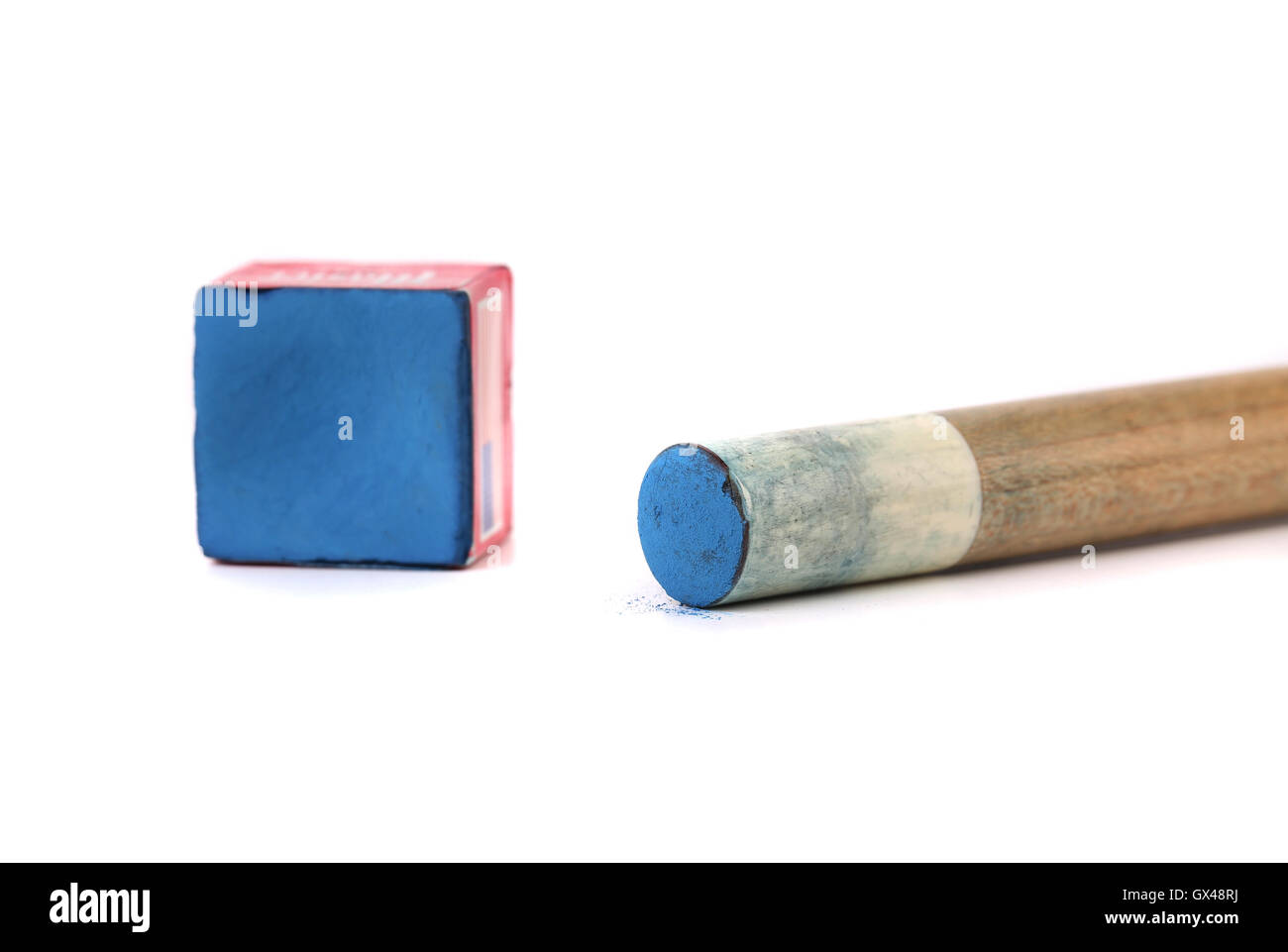Cue stick with chalk block Stock Photo Alamy