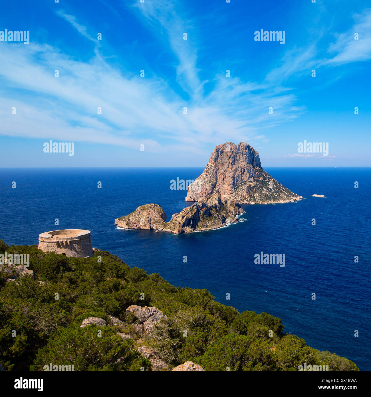 Ibiza Es Vedra view from Torre des Savinar Tower Stock Photo
