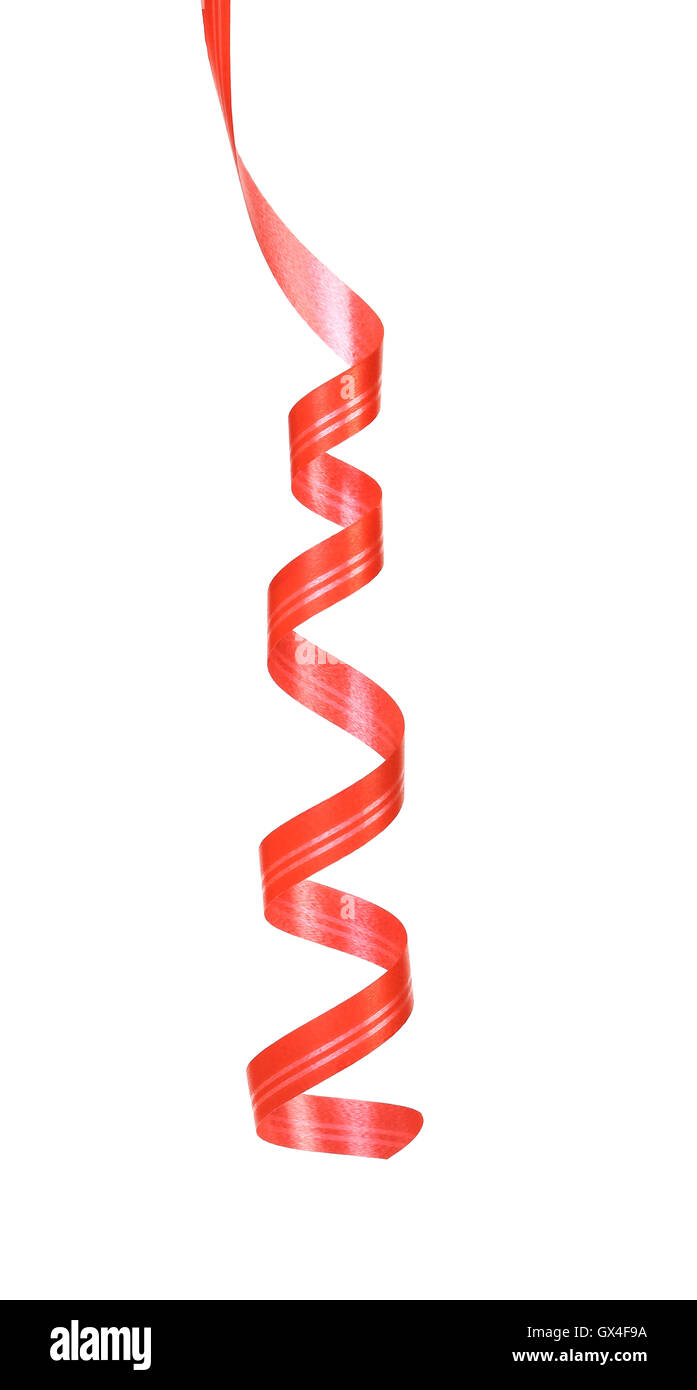 Red Curl Party Streamers Hanging Down Stock Photo Alamy