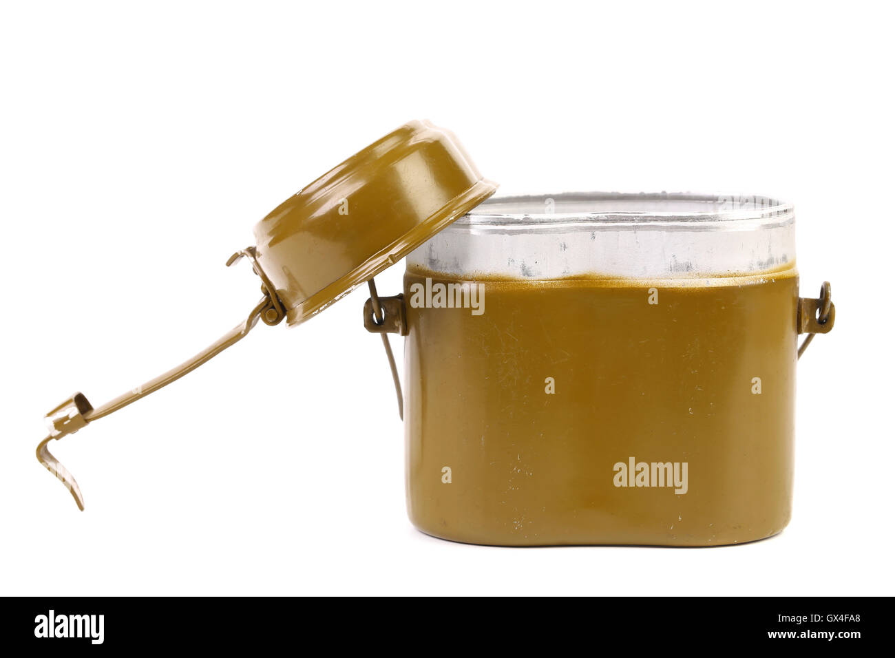 Openeg green aluminum military messtin Stock Photo Alamy