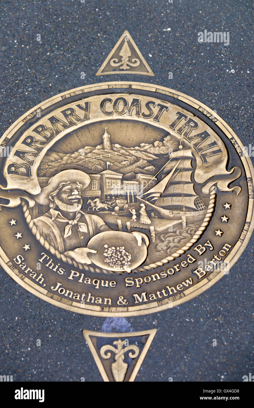 Sign for the Barbary Coast Trail San Francisco California USA Stock Photo