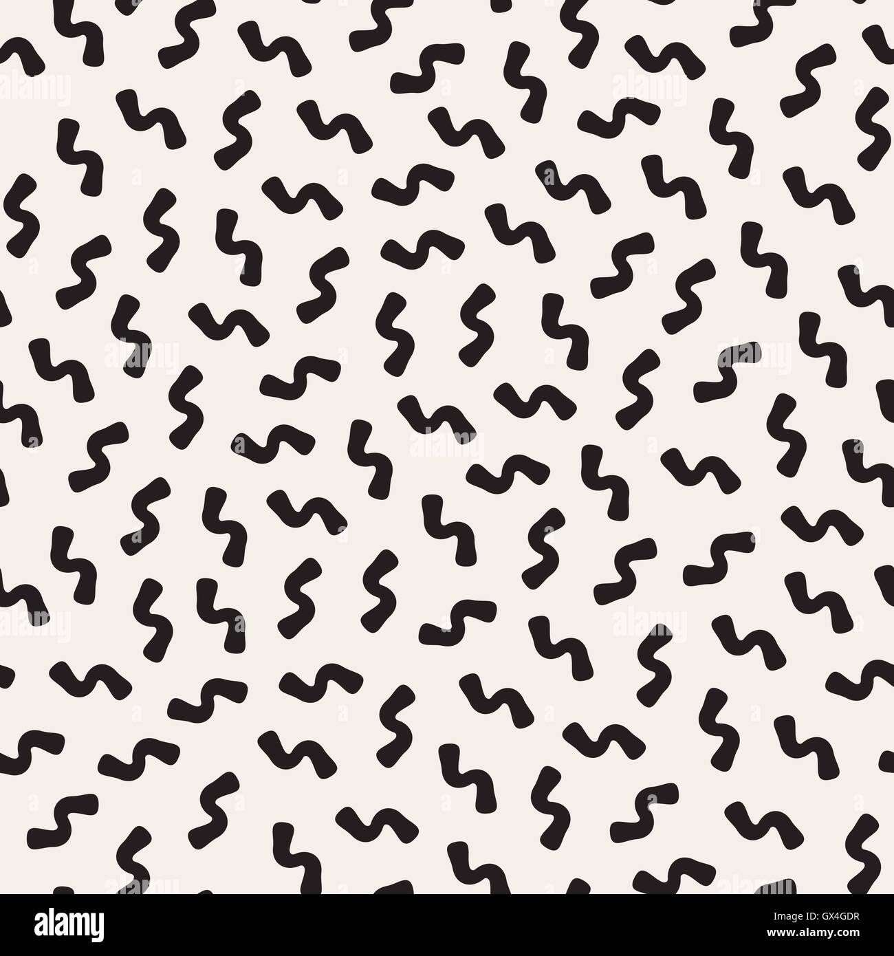 Vector Seamless Black and White Memphis Lines Jumble Pattern Stock ...