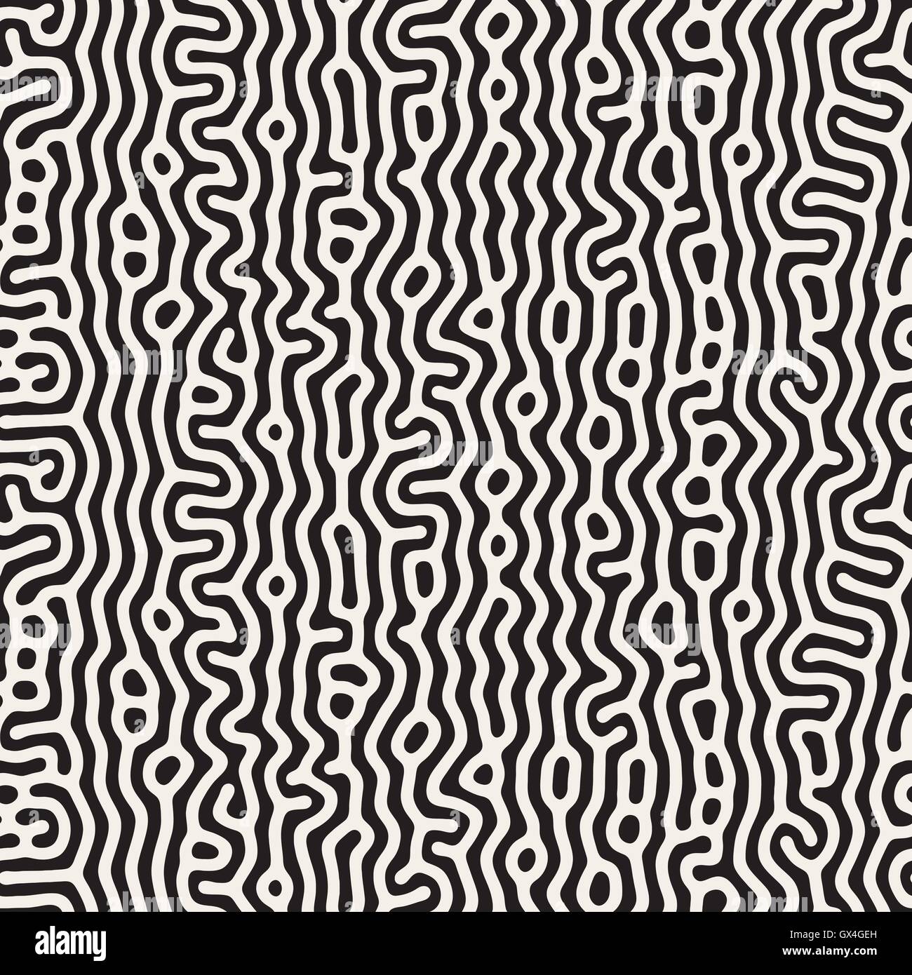 Vector Seamless Black and White Organic Lines Pattern Stock Vector ...