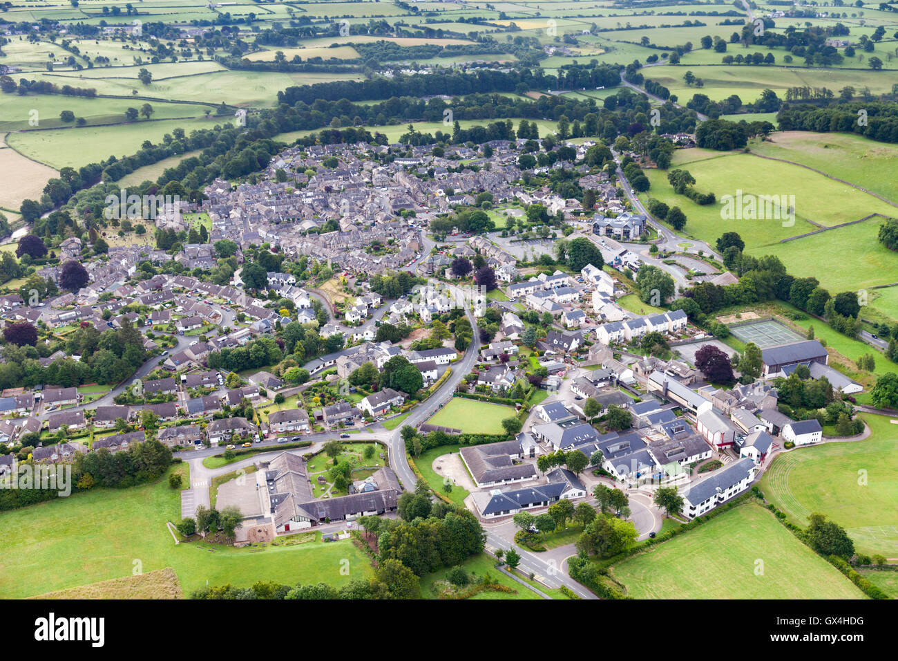 Aerial view of Kirkby Lonsdale Cumbria, England Stock Photo