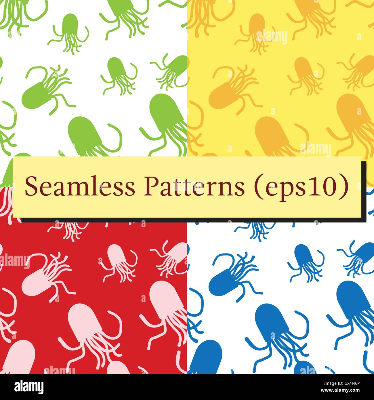 Vector Octopus seamless pattern. For fabric or cosmetic, background or ...
