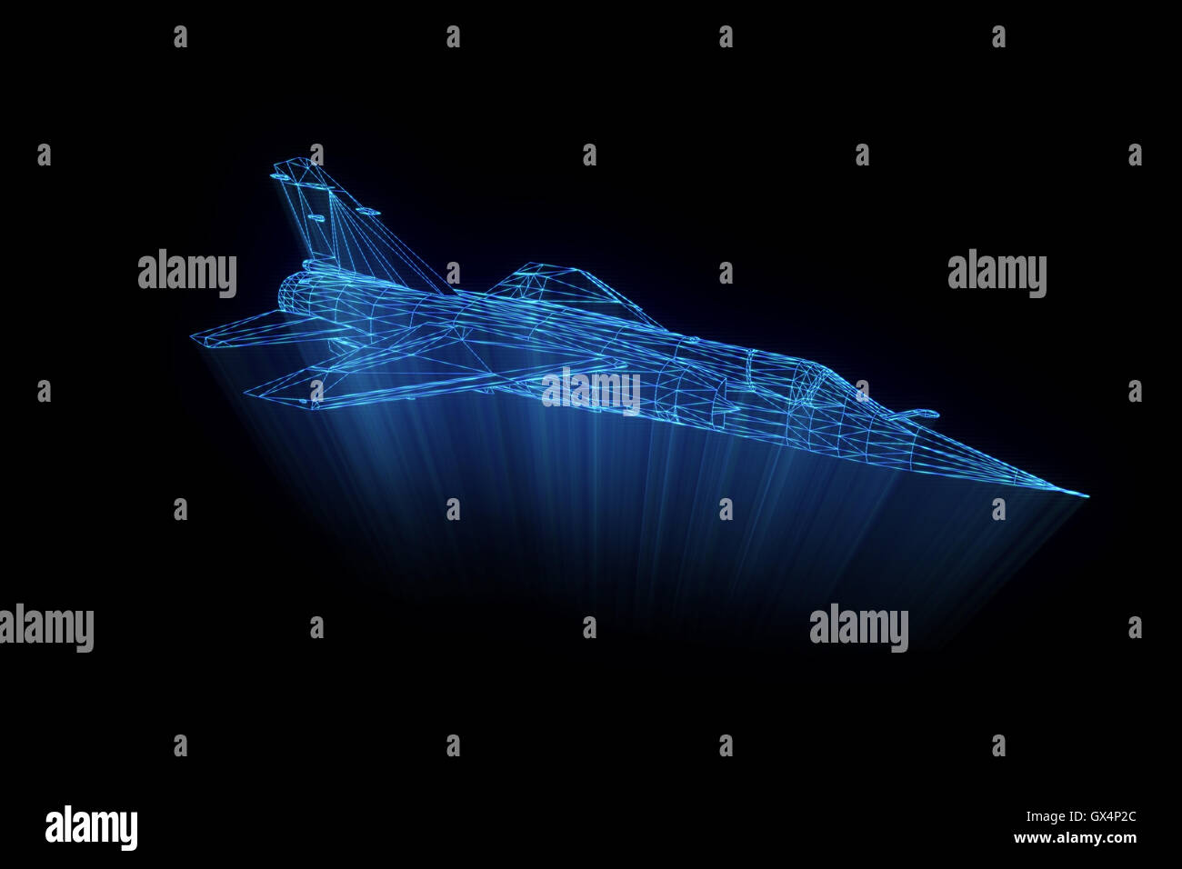 Airplane in Hologram Wireframe Style. Nice 3D Rendering Stock Photo - Alamy