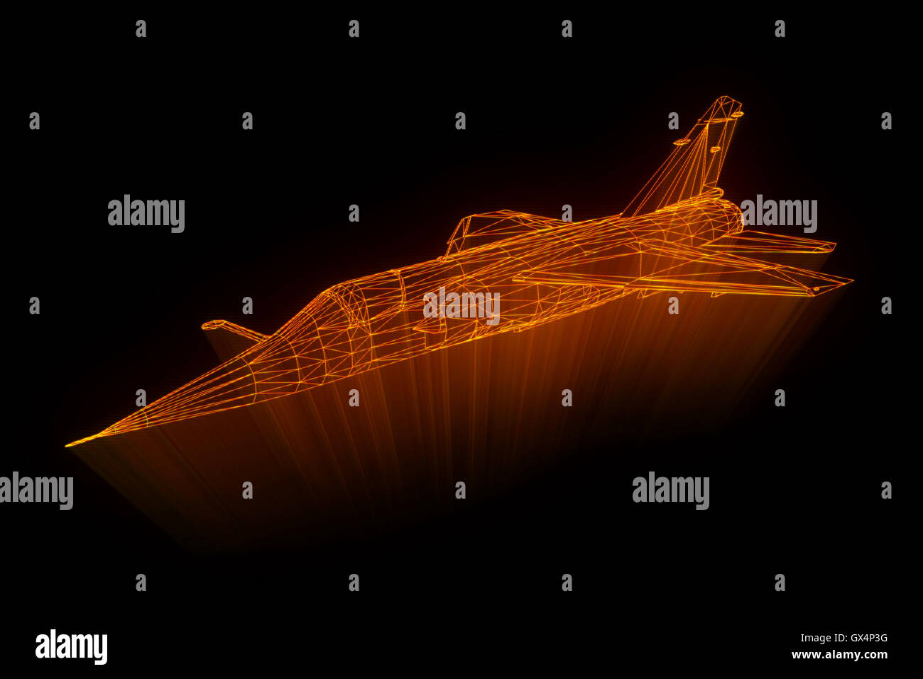 Airplane in Hologram Wireframe Style. Nice 3D Rendering Stock Photo - Alamy