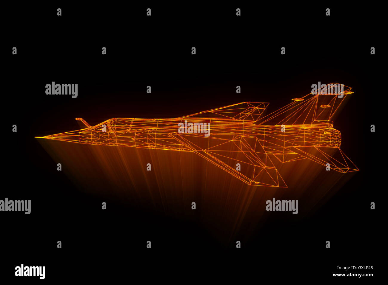 Airplane in Hologram Wireframe Style. Nice 3D Rendering Stock Photo - Alamy