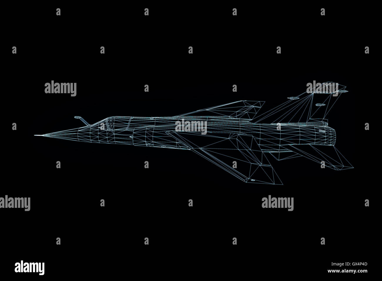 Airplane in Hologram Wireframe Style. Nice 3D Rendering Stock Photo - Alamy