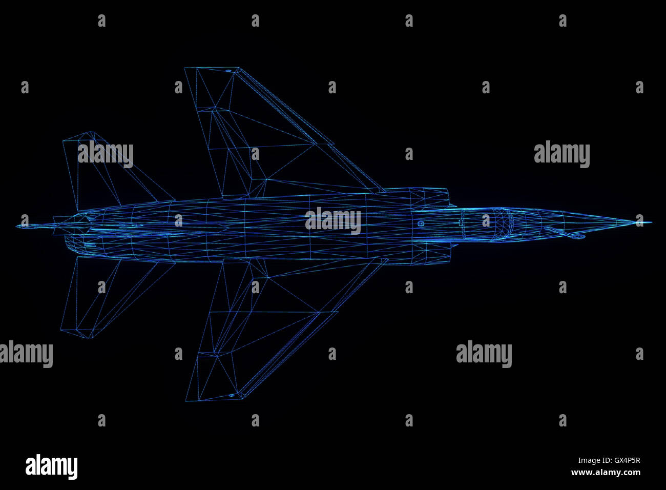 Airplane in Hologram Wireframe Style. Nice 3D Rendering Stock Photo - Alamy