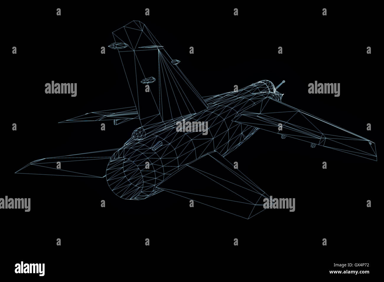 Airplane in Hologram Wireframe Style. Nice 3D Rendering Stock Photo - Alamy