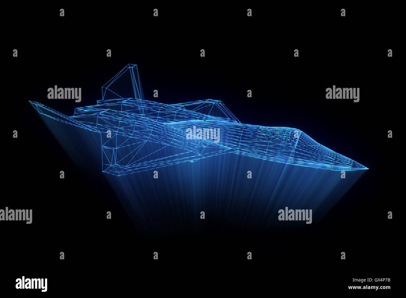 Airplane in Hologram Wireframe Style. Nice 3D Rendering Stock Photo - Alamy
