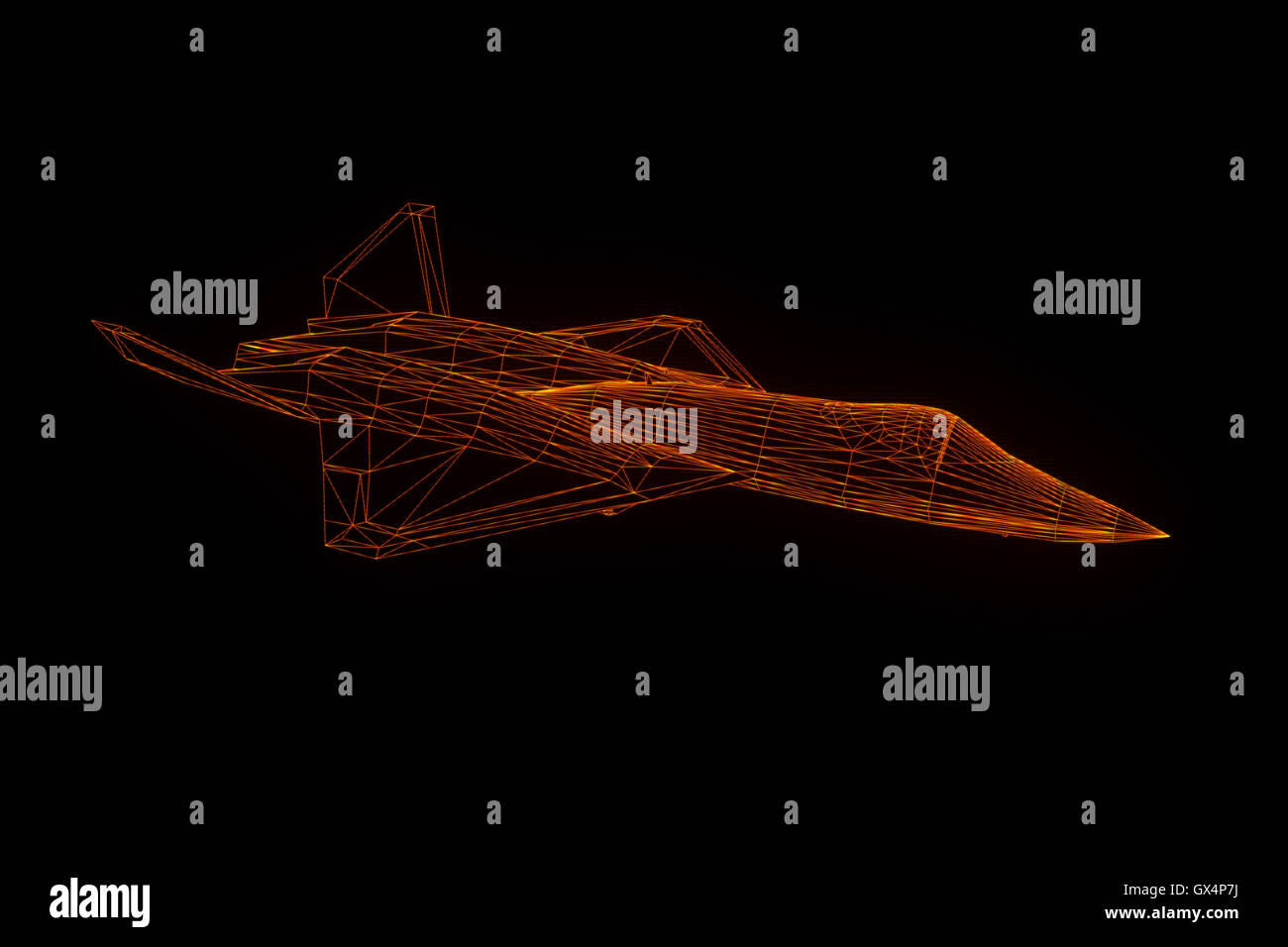 Airplane in Hologram Wireframe Style. Nice 3D Rendering Stock Photo - Alamy