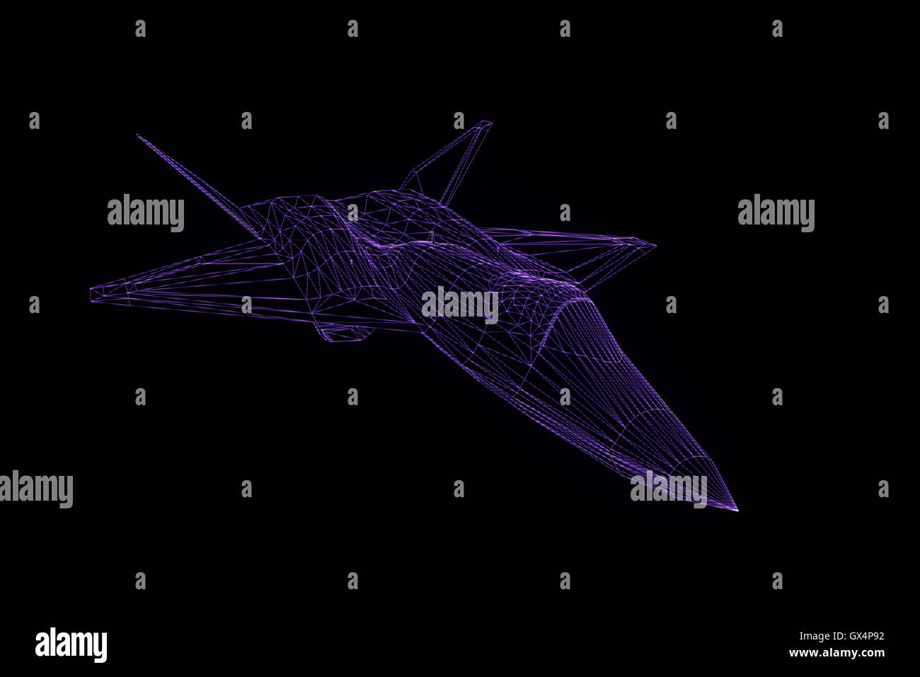 Airplane in Hologram Wireframe Style. Nice 3D Rendering Stock Photo - Alamy