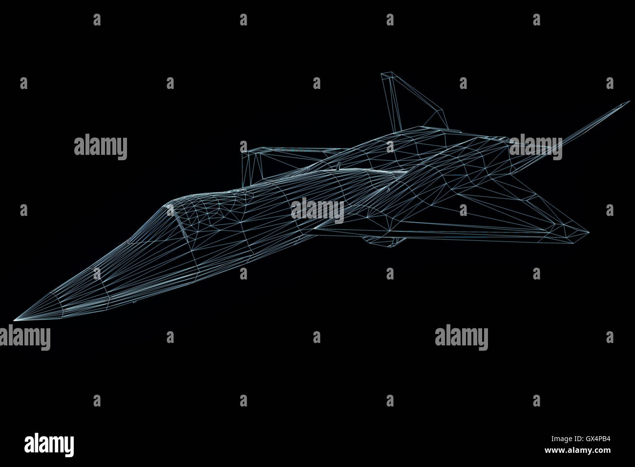 Airplane in Hologram Wireframe Style. Nice 3D Rendering Stock Photo - Alamy