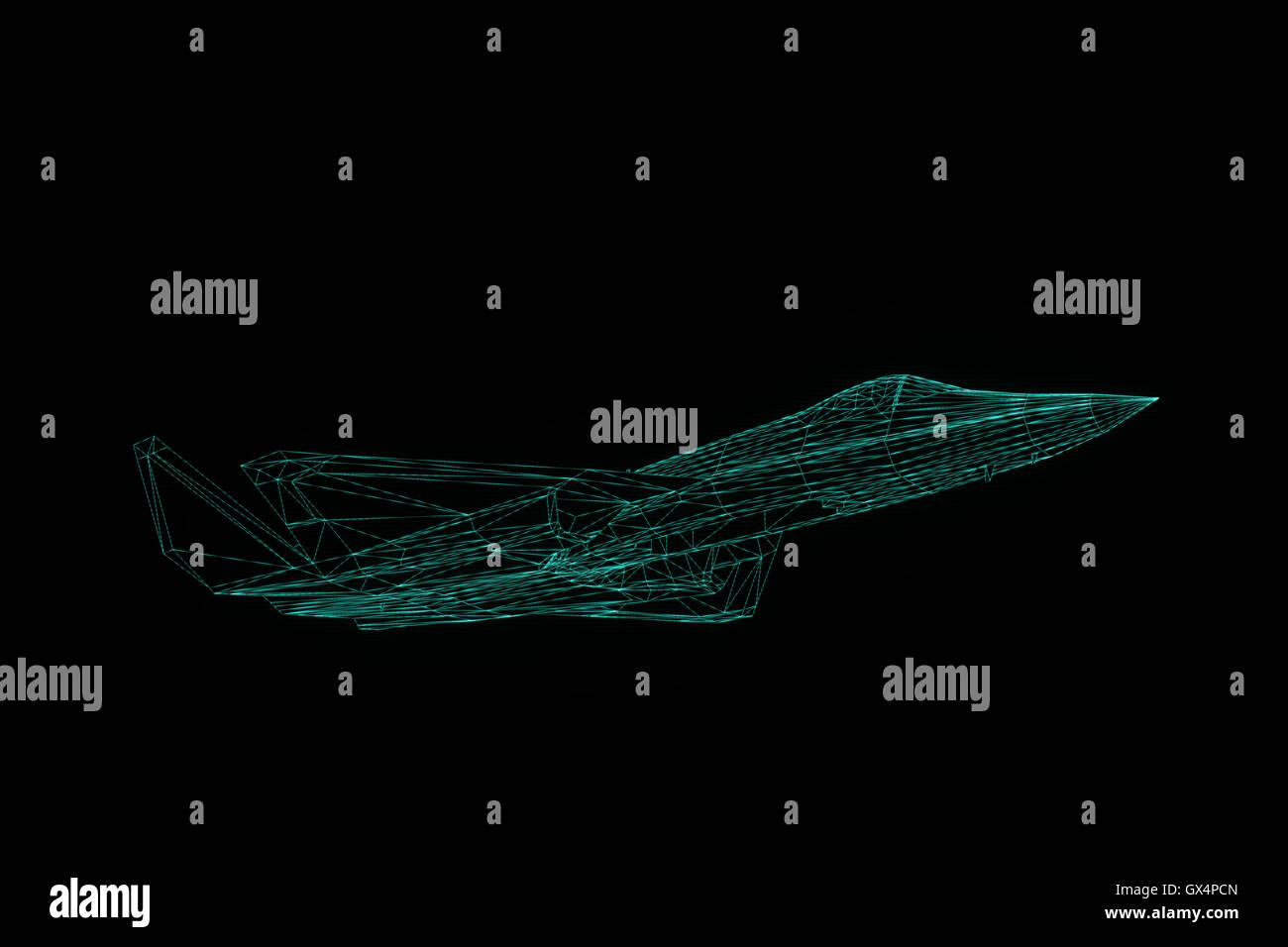 Airplane in Hologram Wireframe Style. Nice 3D Rendering Stock Photo - Alamy