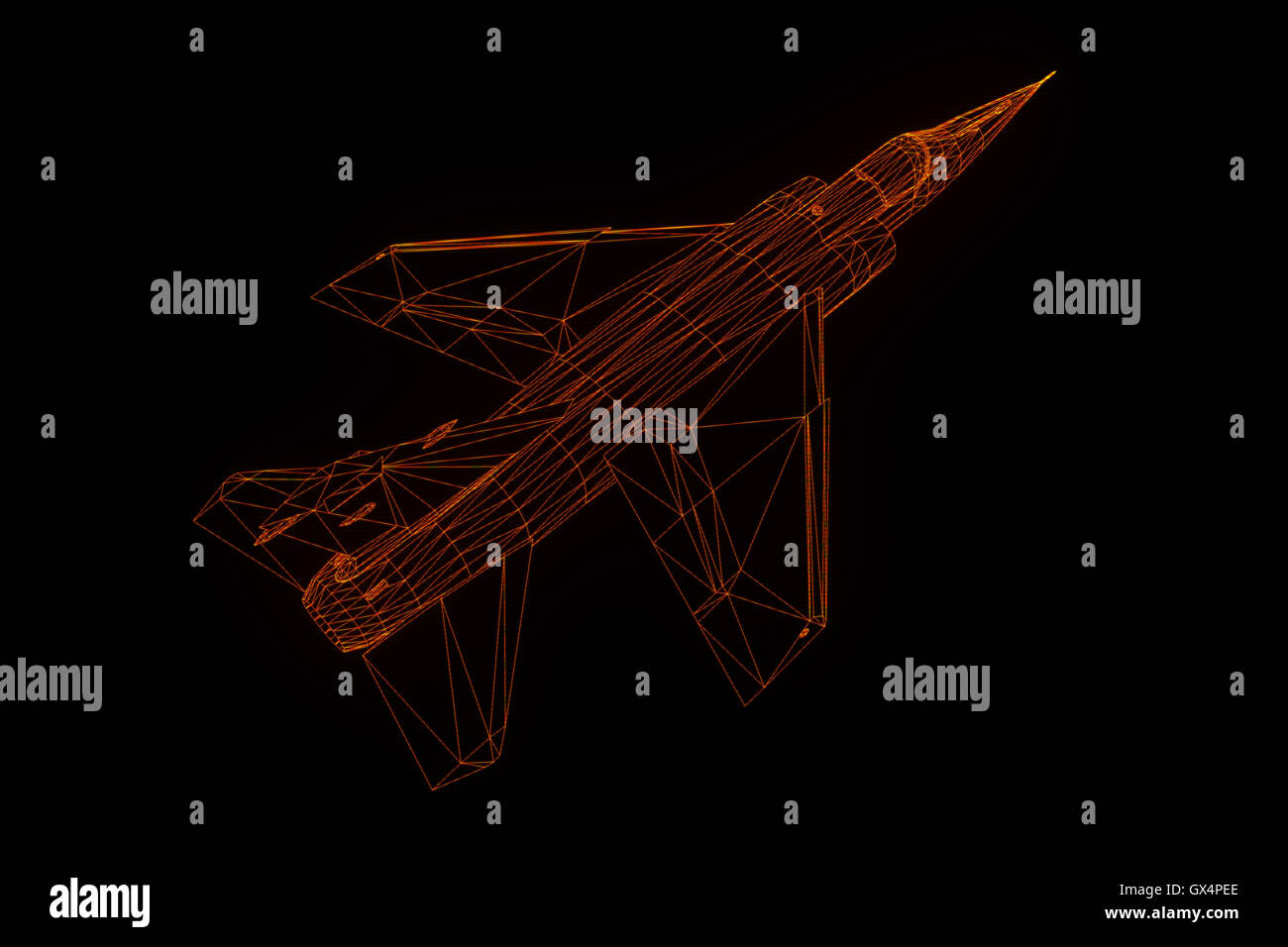 Airplane in Hologram Wireframe Style. Nice 3D Rendering Stock Photo - Alamy