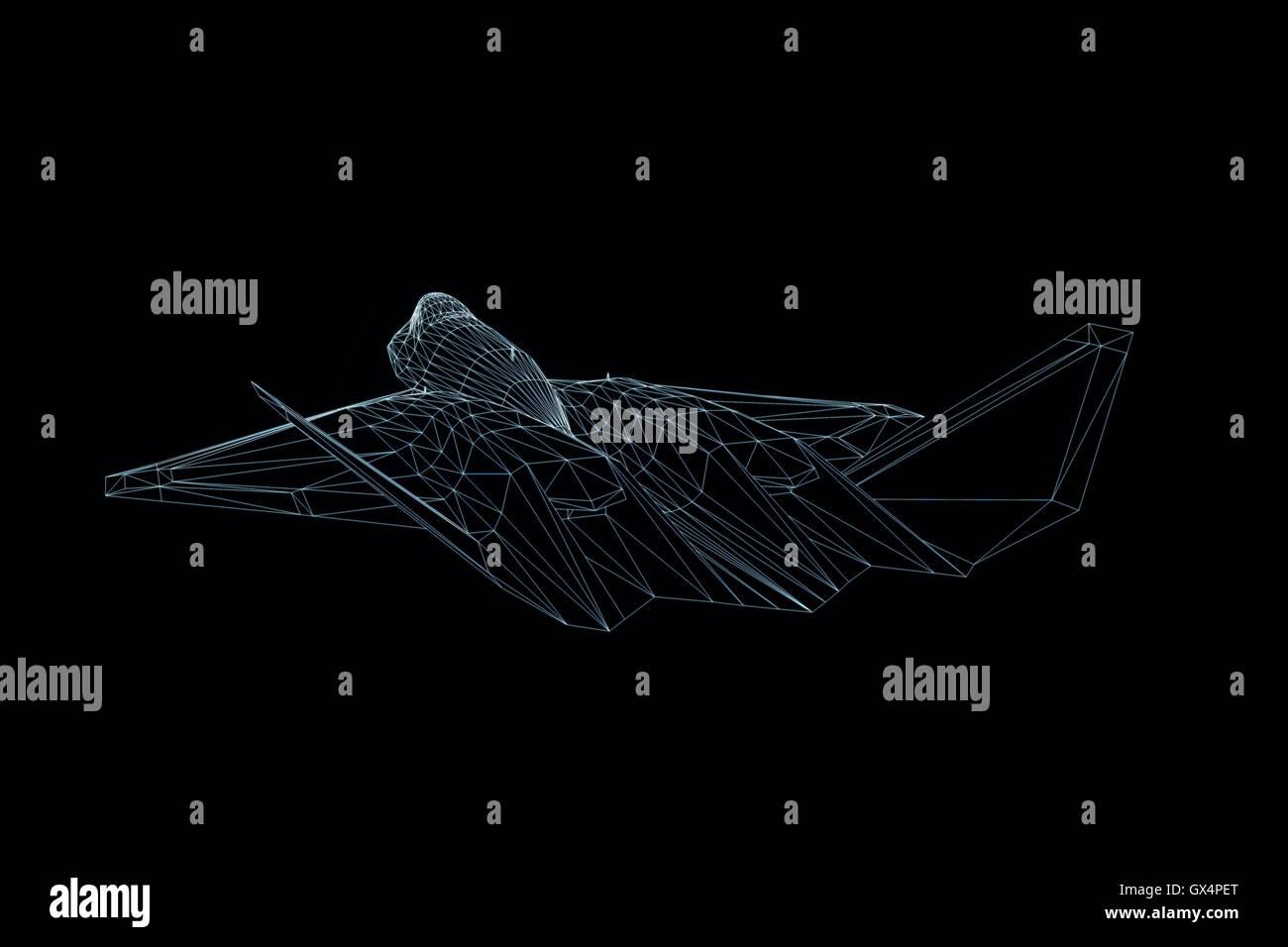 Airplane in Hologram Wireframe Style. Nice 3D Rendering Stock Photo - Alamy