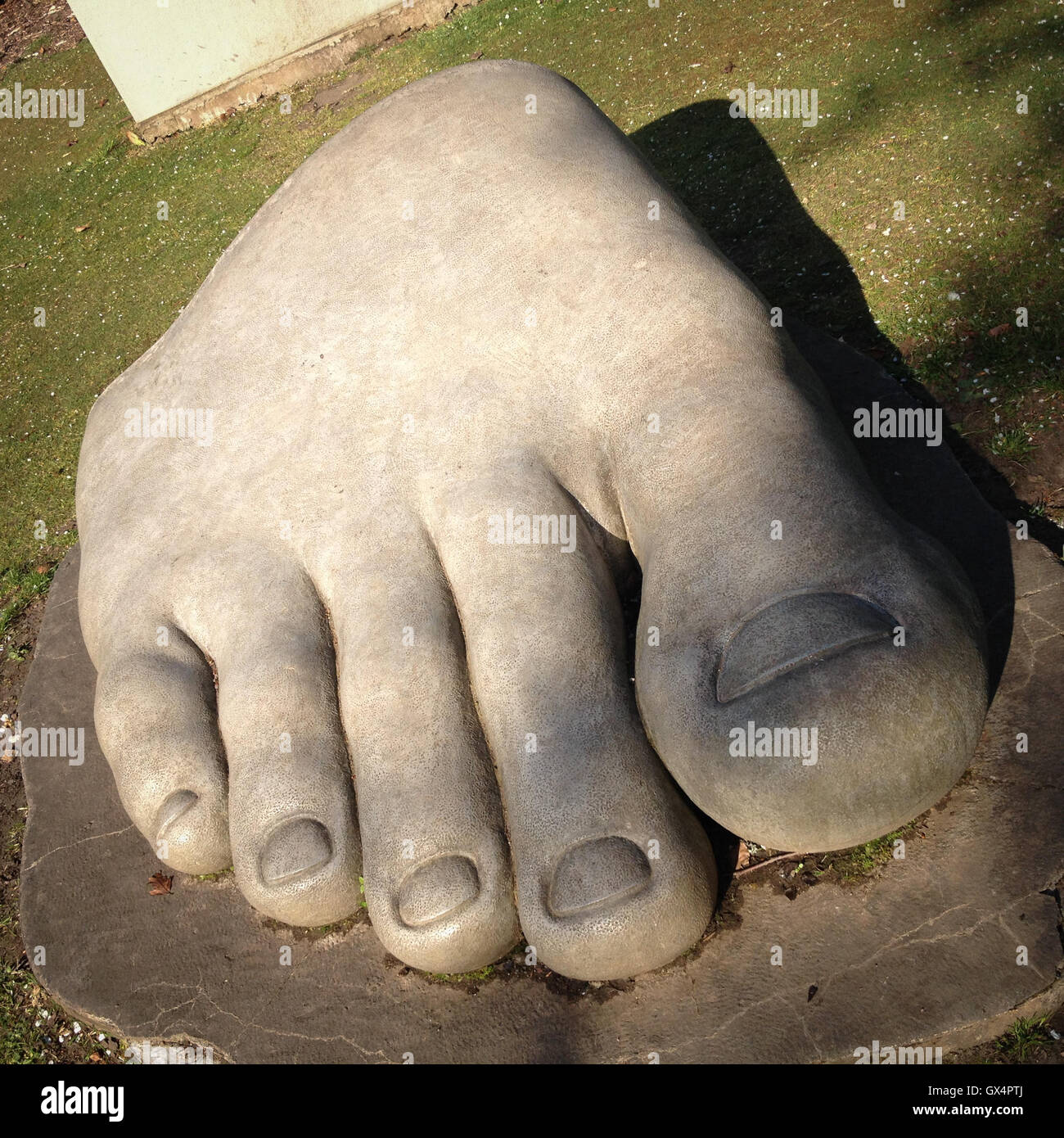 Sculpture of foot and toes in Bellahouston park, in Glasgow, Scotland. Stock Photo