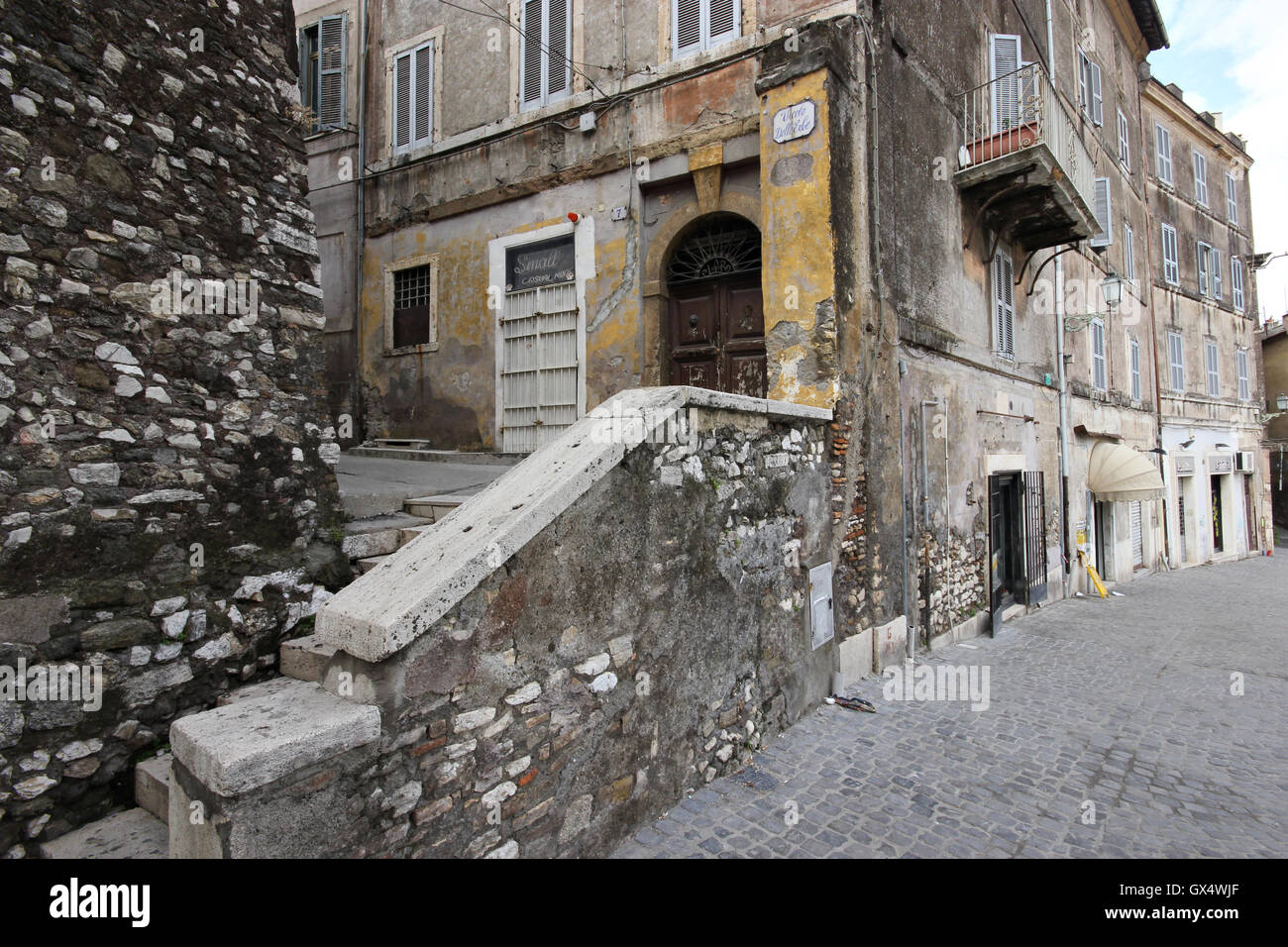a view full of character of an old building in Tivoli, Italy Stock Photo