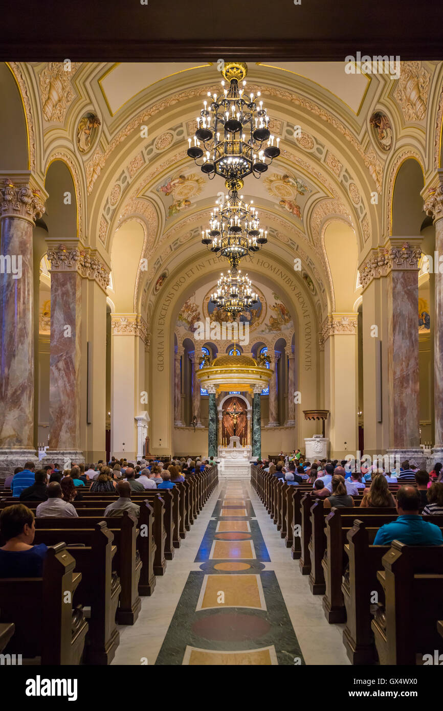 The Cathedral of St. Joseph Roman Catholic church interior in Sioux Falls, South Dakota, USA. Stock Photo