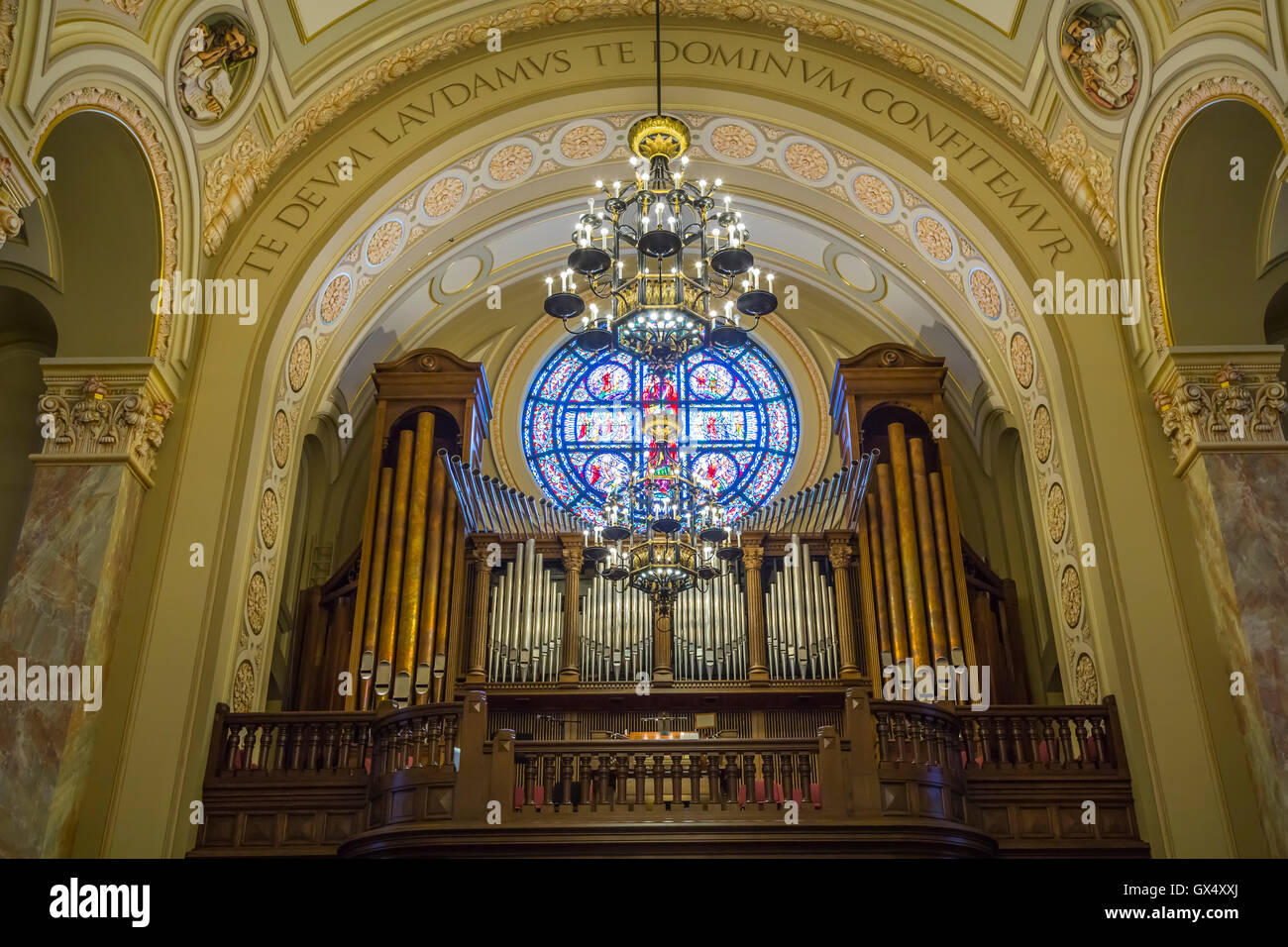 The Cathedral of St. Joseph Roman Catholic church organ in Sioux Falls, South Dakota, USA. Stock Photo