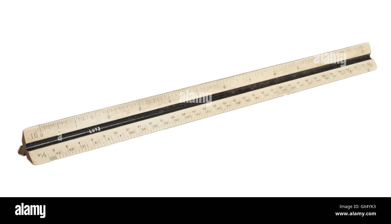 Draftsman scale ruler on white background Stock Photo