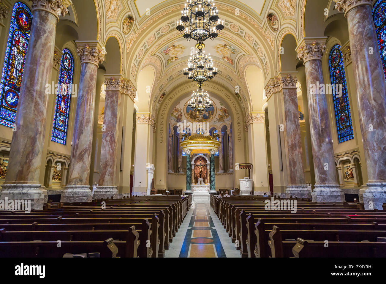 The Cathedral of St. Joseph Roman Catholic church interior in Sioux Falls, South Dakota, USA. Stock Photo