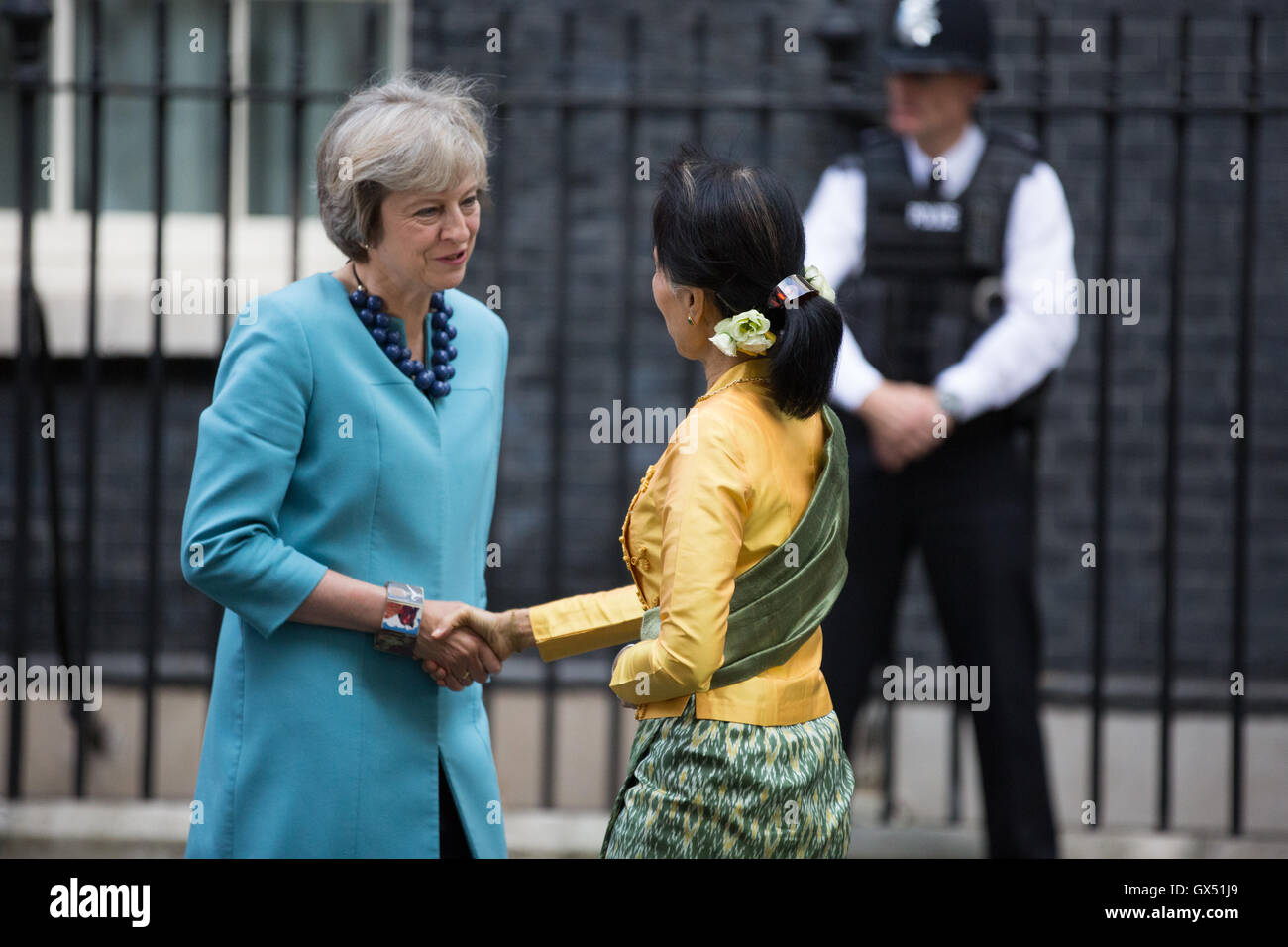 London, UK. Prime Minister Theresa May meets Aung San Suu Kyi, Nobel ...