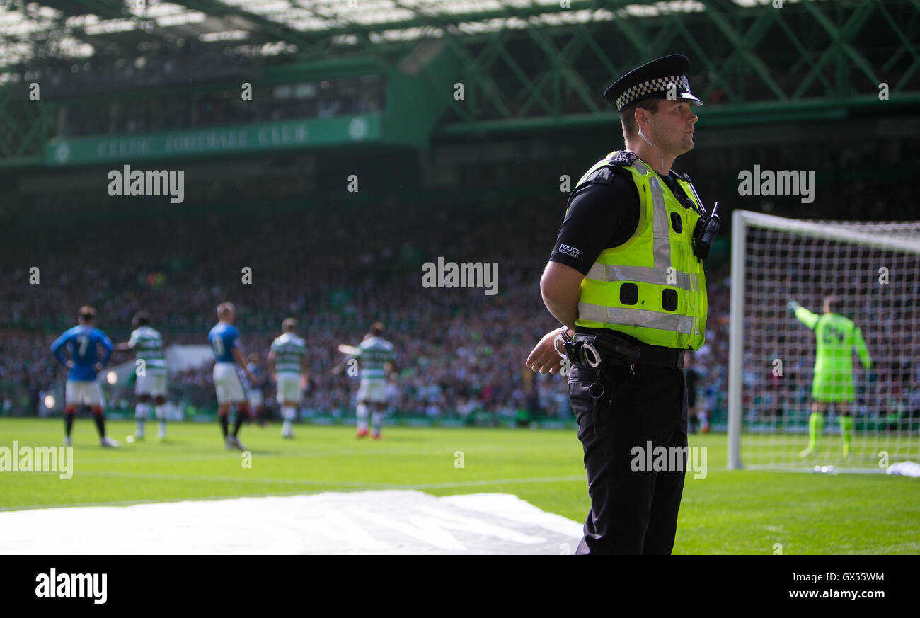 Policing at Celtic v Rangers Old Firm game Stock Photo