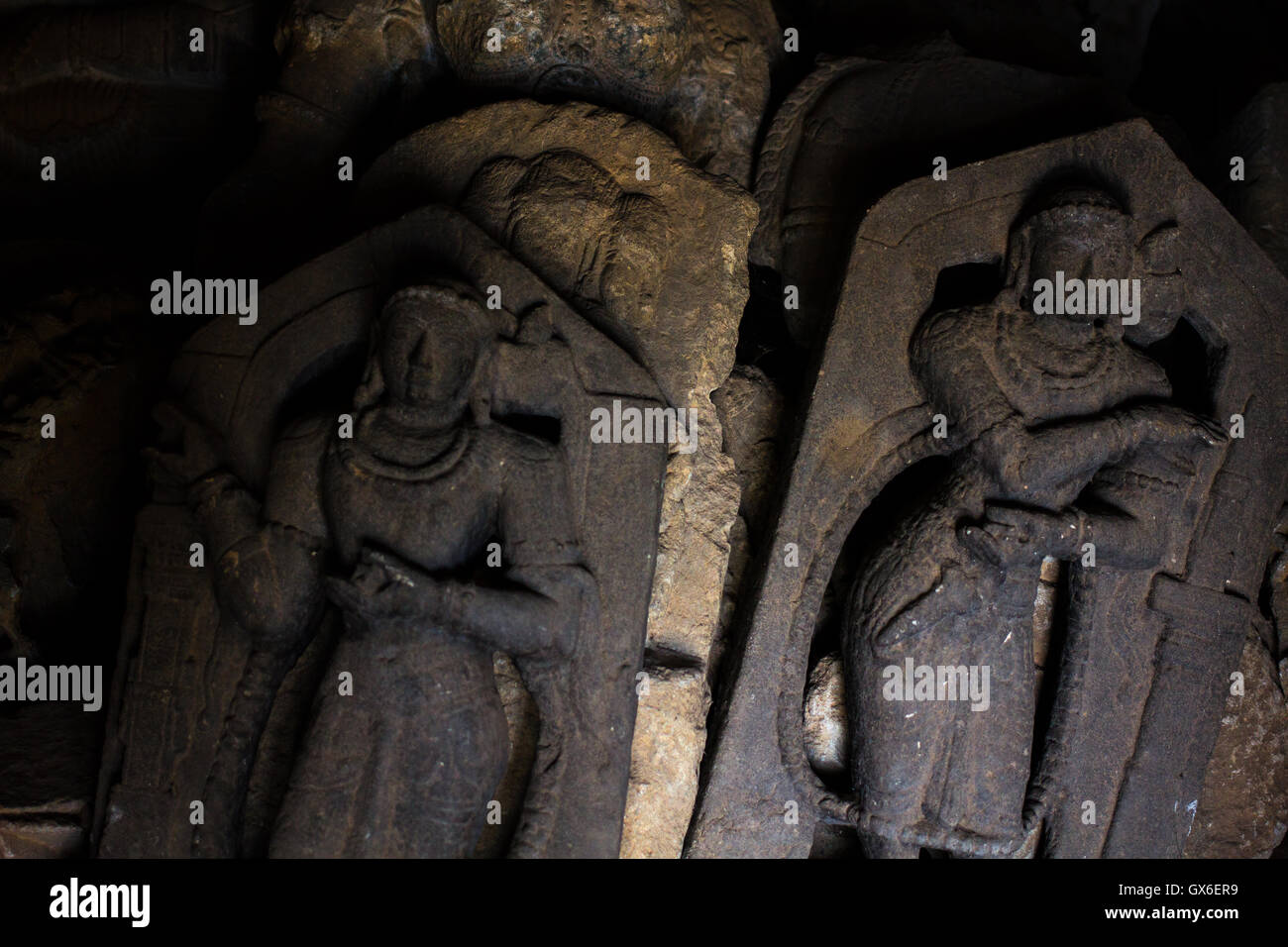 Deity sculpture in the Chennakesava temple at Somanathapura, Karnataka,India, Asia. Stock Photo