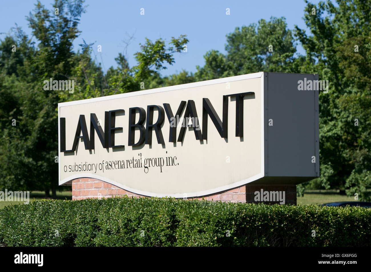 A logo sign outside of the headquarters of Lane Bryant in Columbus, Ohio on July 23, 2016. Stock Photo