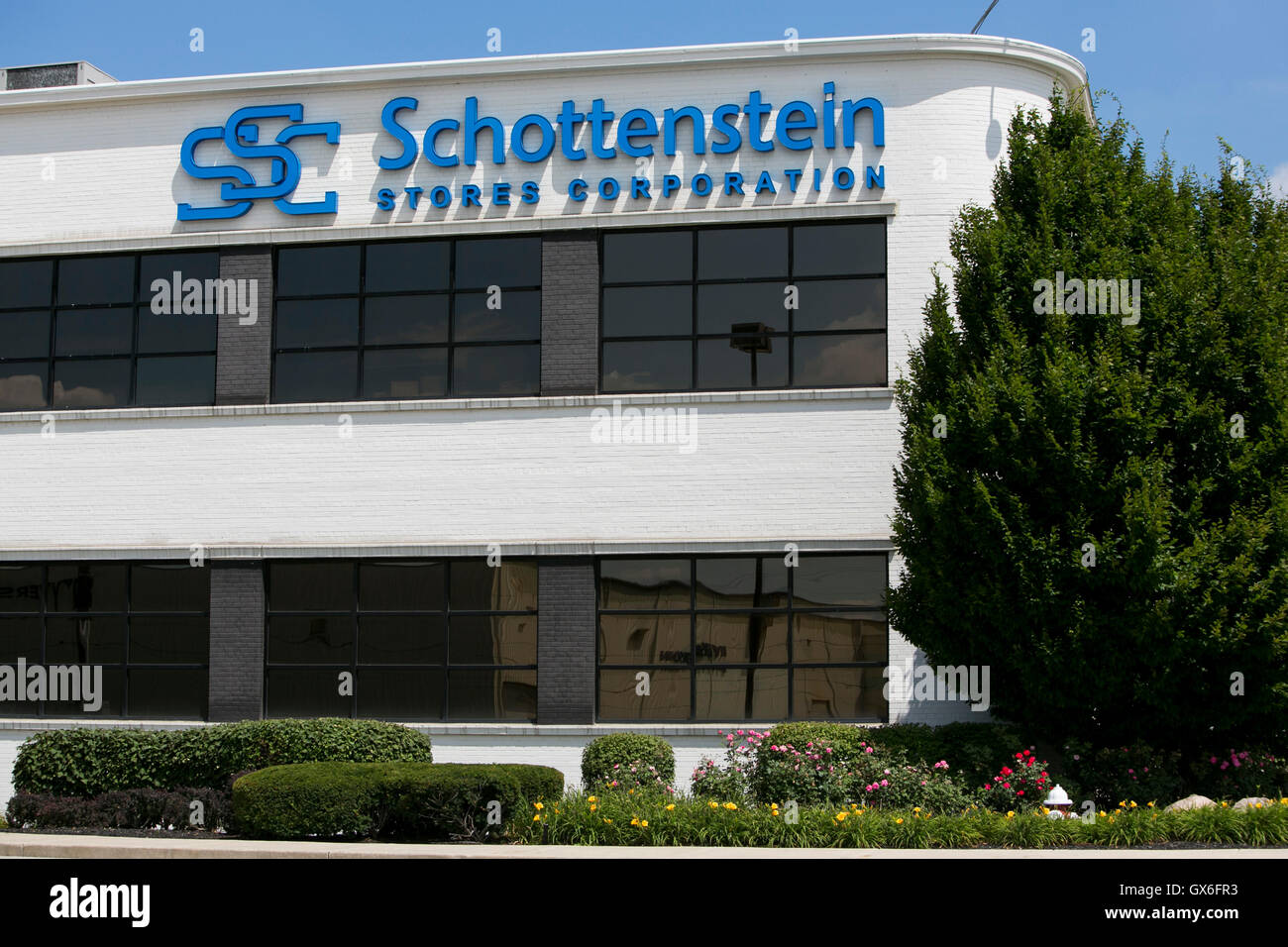 A logo sign outside of the headquarters of the Schottenstein Stores