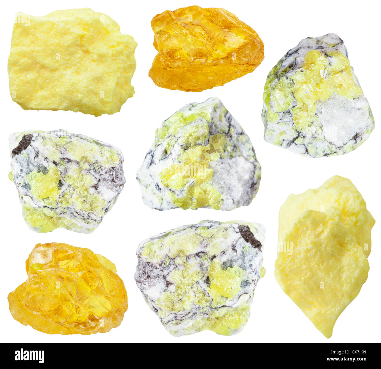 collection from specimens of sulfur (brimstone, sulphur) ore isolated