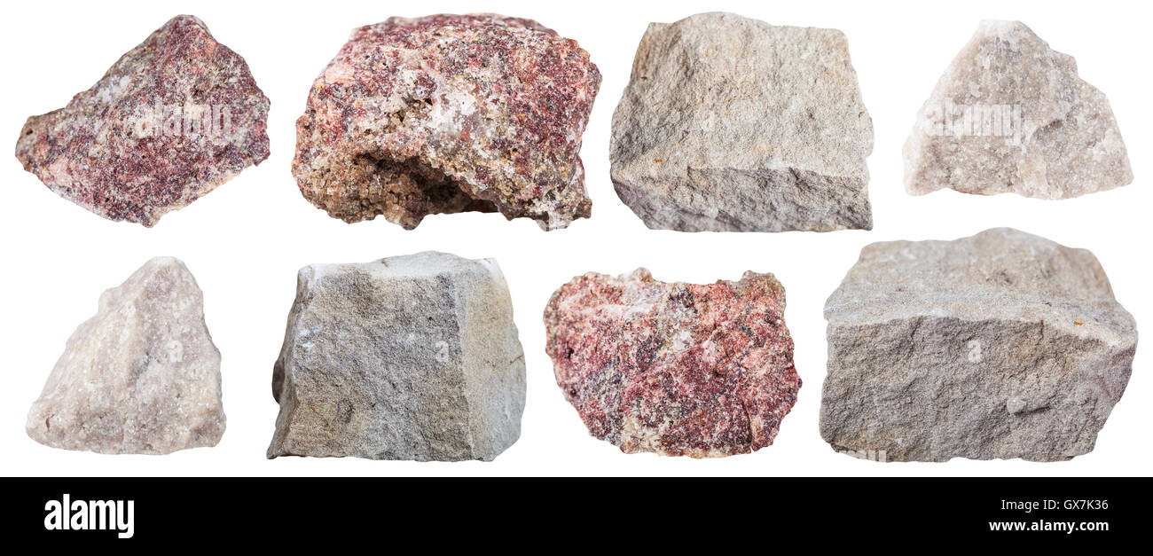 collection from specimens of Dolomite stone isolated on white background Stock Photo
