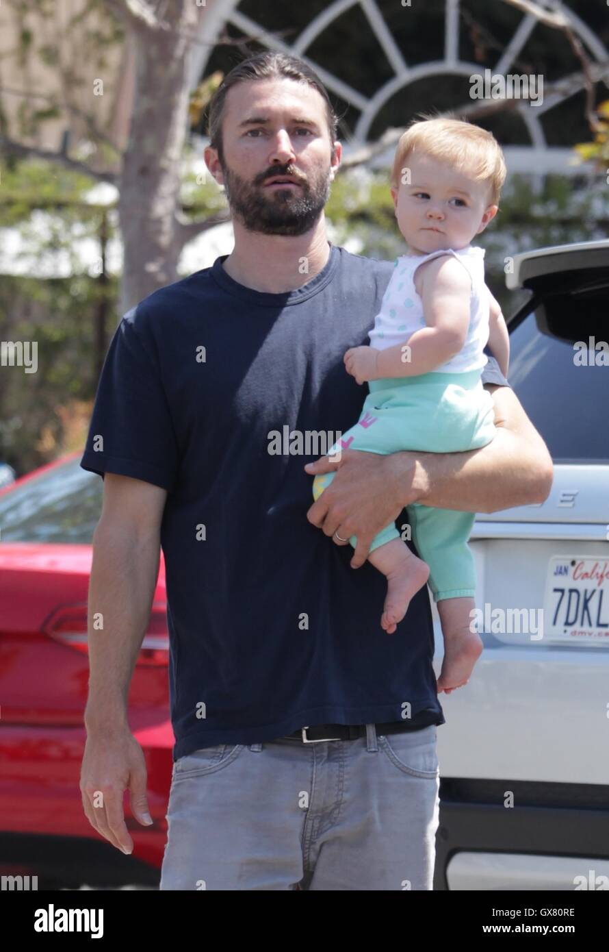 Brandon Jenner steps out with his little baby girl Eva James Jenner Featuring: Brandon Jenner