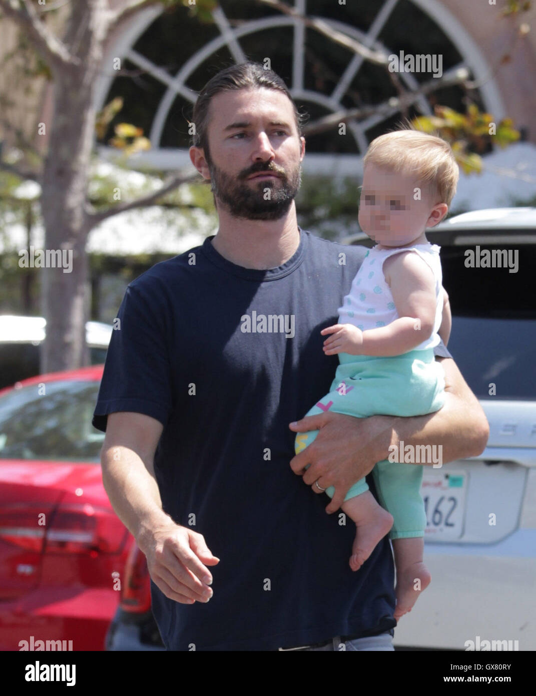 Brandon Jenner steps out with his little baby girl Eva James Jenner Featuring: Brandon Jenner