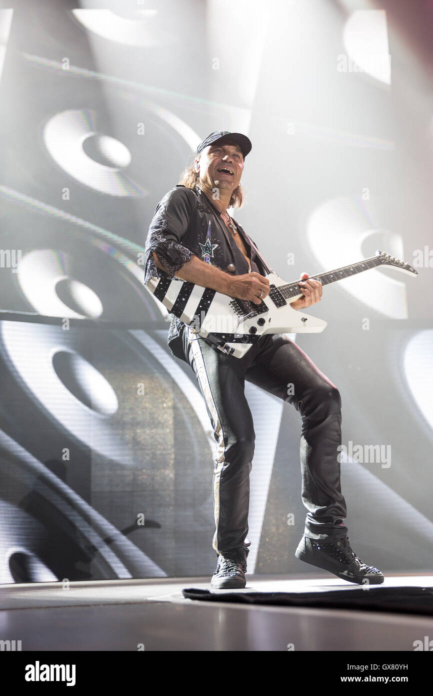 Scorpions performing live at MEO Arena in Lisbon Featuring: Matthias