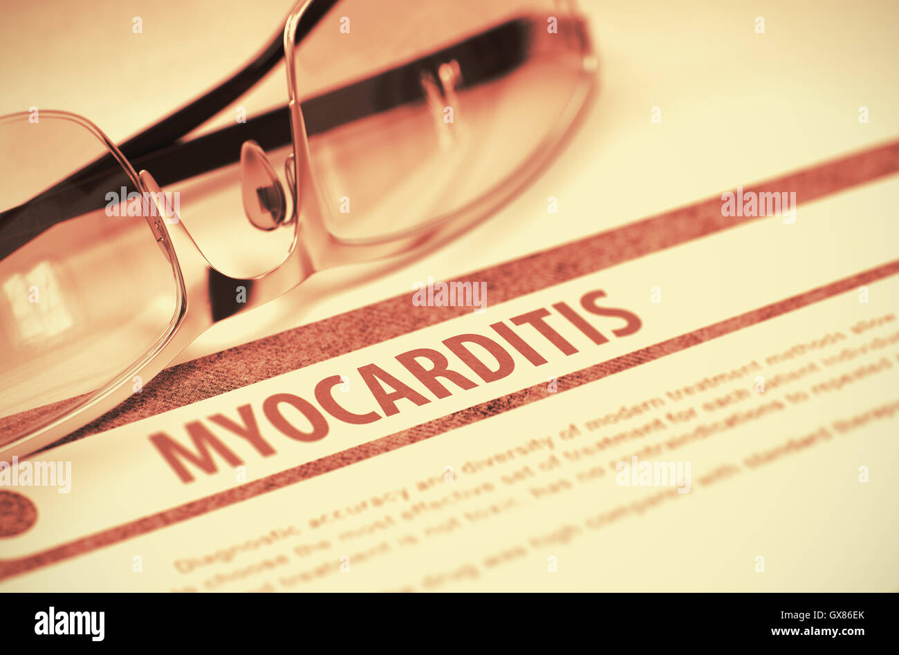 Diagnosis - Myocarditis. Medicine Concept. 3D Illustration. Stock Photo