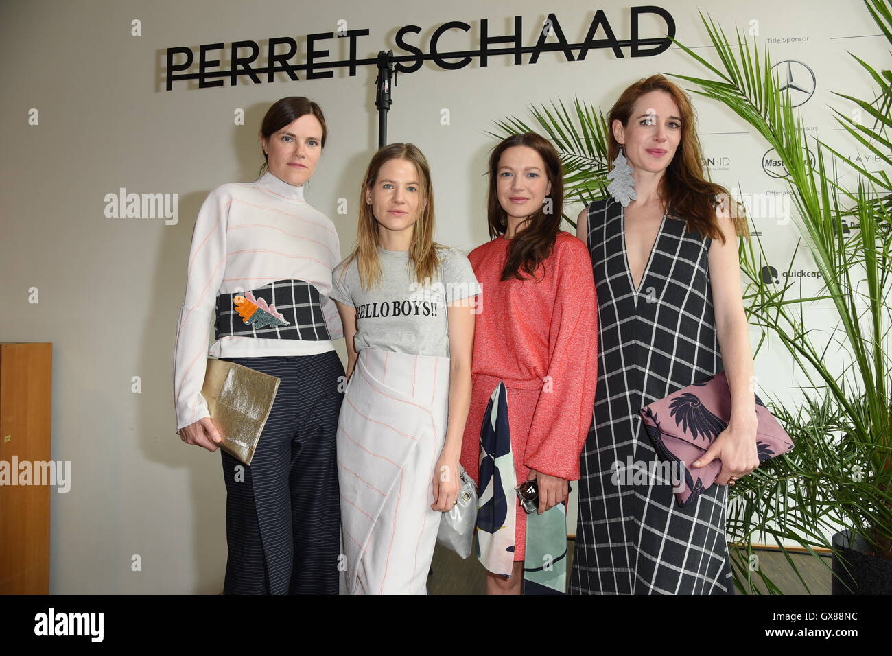 Mercedes-Benz Fashion Week Berlin Spring/Summer 2017 Collectors Room - Perret Schaad - Arrivals and Front Row  Featuring: Fritzi Haberlandt, Aino Laberenz, Hannah Herzsprung, Julia Malik Where: Berlin, Germany When: 30 Jun 2016 Stock Photo