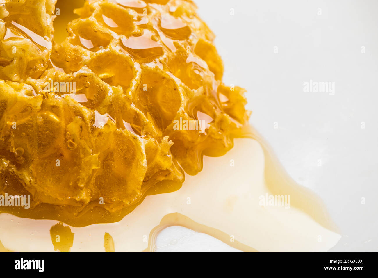 close-up pieces of honeycomb with honey Stock Photo