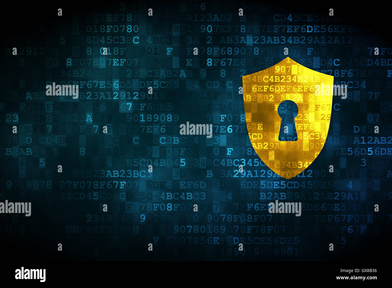 Protection concept: Shield With Keyhole on digital background Stock ...
