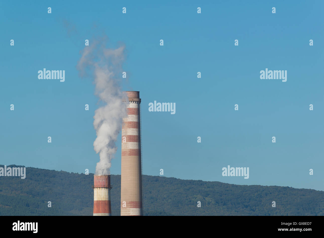 Industrial chimneys Stock Photo Alamy