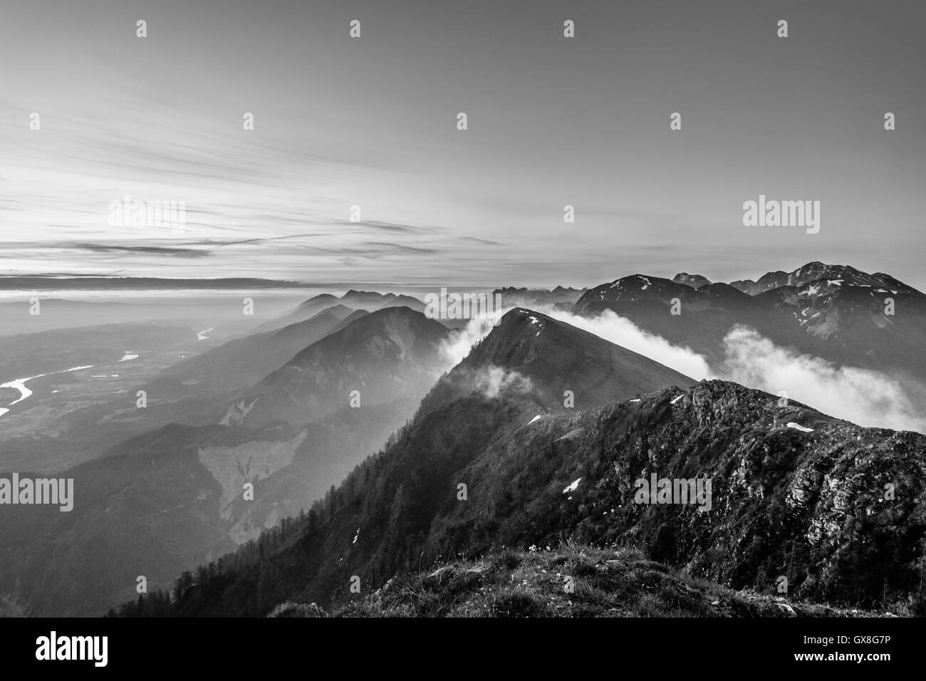 Mountain range in black and white Stock Photo - Alamy