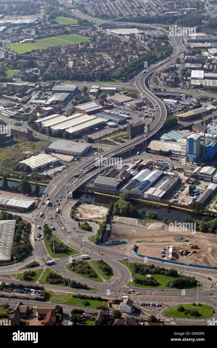 aerial view of the A61 south Leeds link road between the M621 and A63 Stock Photo