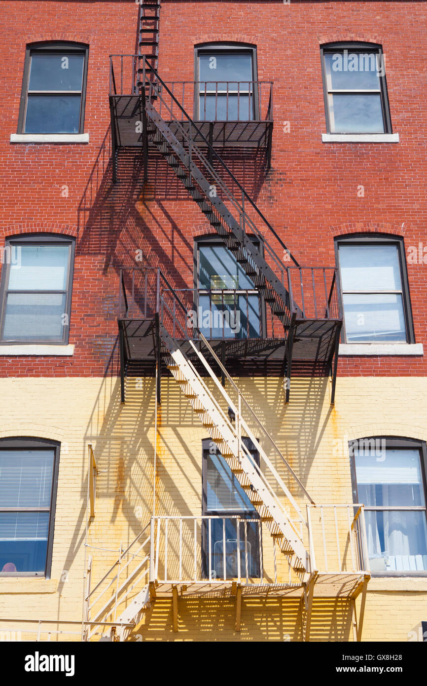 Typical american fire escape ladder hi-res stock photography and