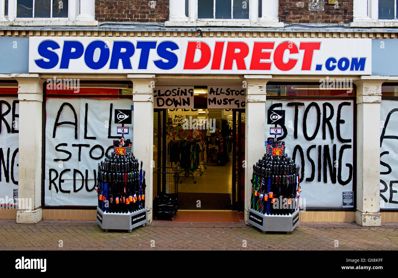Closing down sale at a branch of Sports Direct, Kings Lynn, Norfolk