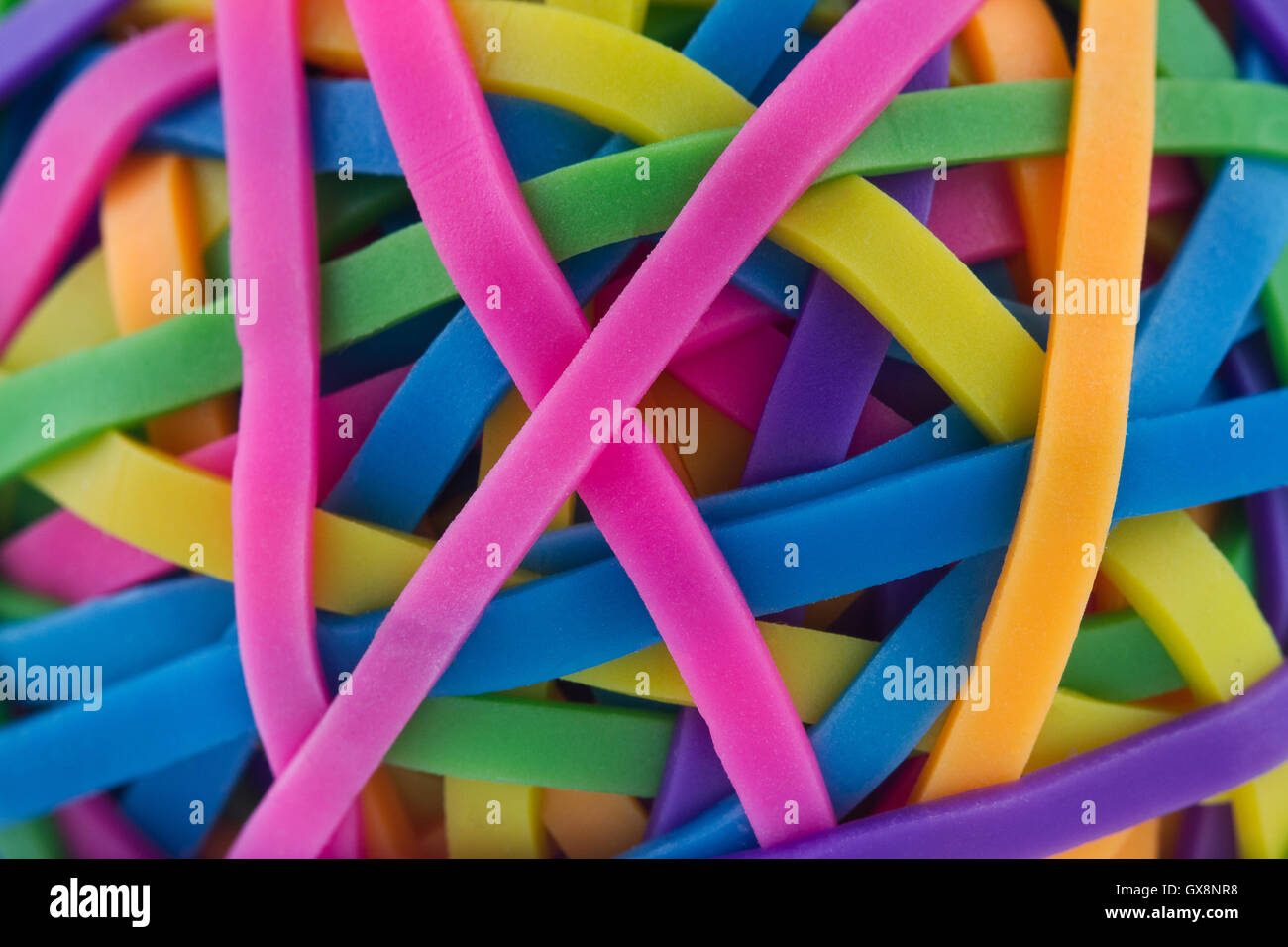 Horizontal macro of a rubber elastic band ball Stock Photo Alamy