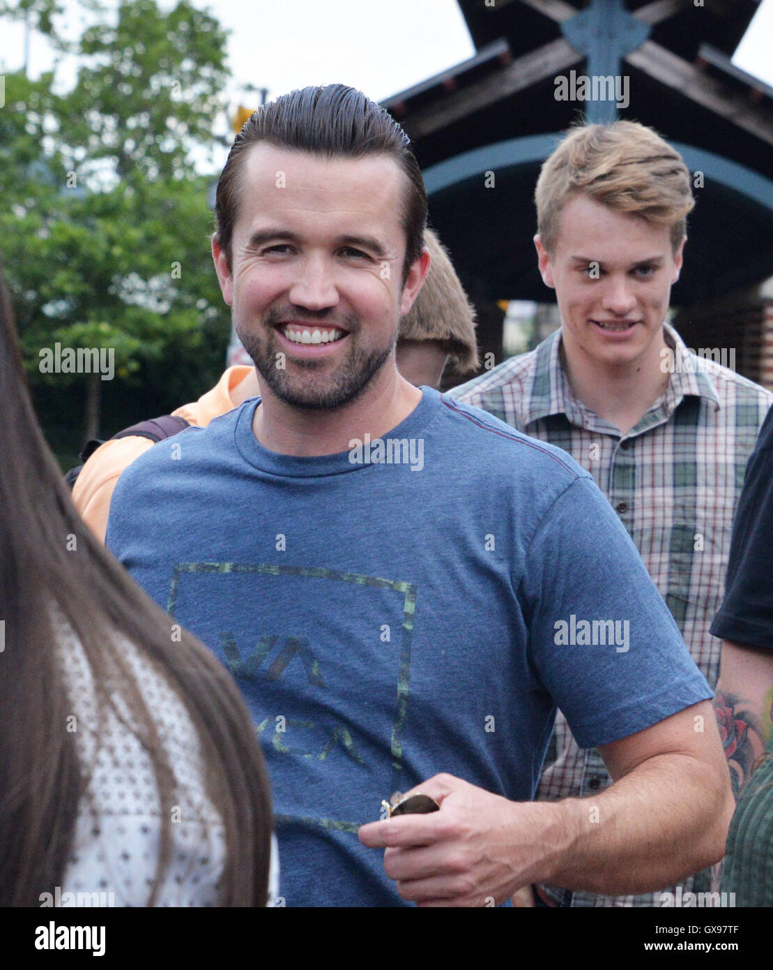 Actors on set of the 'It's Always Sunny in Philadelphia' tv show production Featuring: Rob