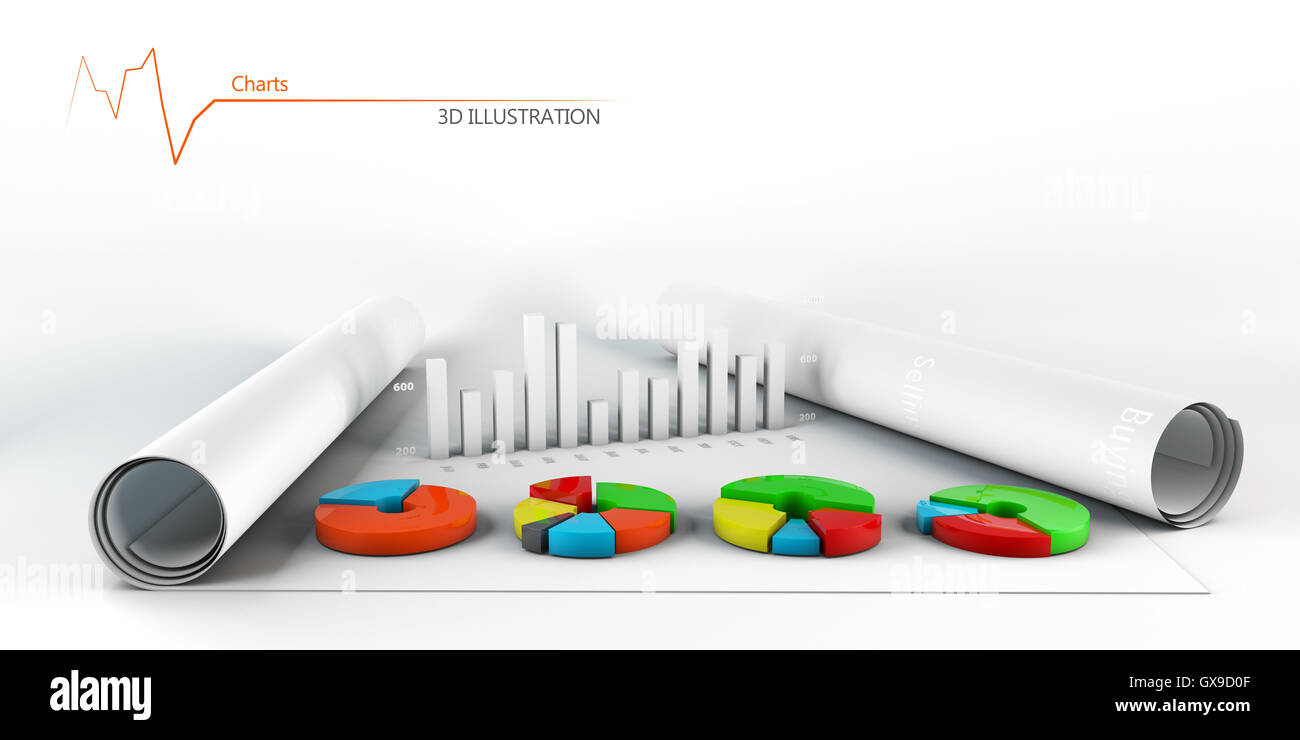 Colorful Business Chart, Reports and Presentations Stock Photo